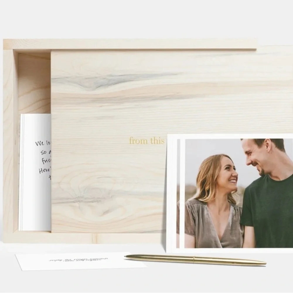 Artifact Uprising Reclaimed Wood Keepsake Box Gold Engraving 8x11 NWT Giftable